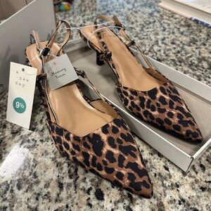 Annette Satin Slingback Heels w/memory foam insole - A new day - light brown